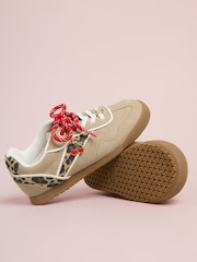 Lipsy Leopard Camel Faux Suede Slim Gum Sole Sport Trainers - صورة 2 من 4