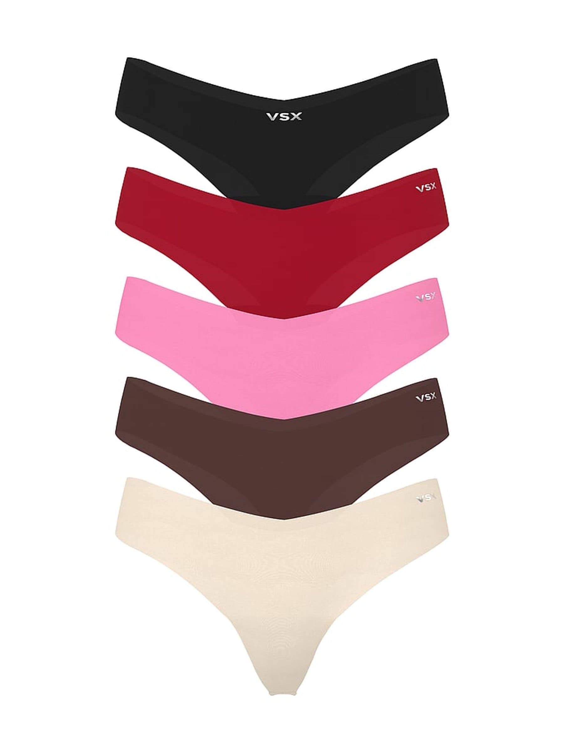 Victoria's Secret Red/Pink/Nude/Black/Brown Thong 5 Pack VSX Knickers