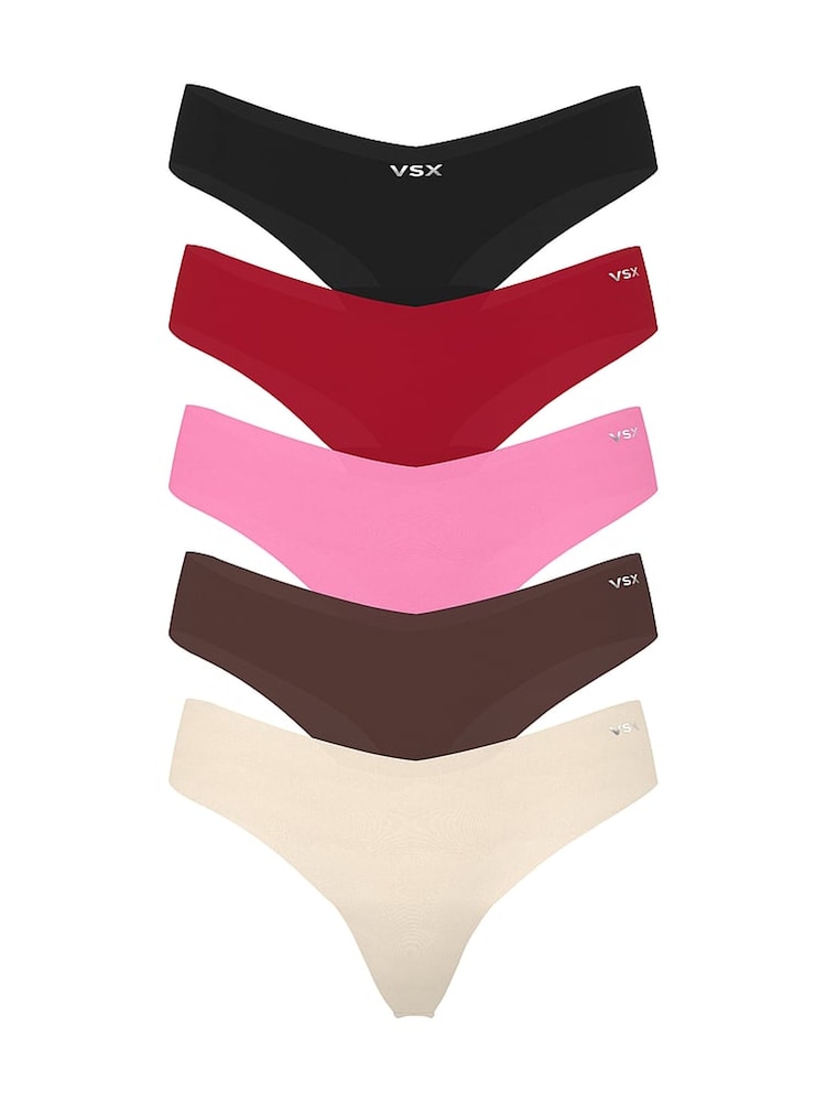 Victoria's Secret Black/Red/Pink/Brown/Nude Spitalfields VSX Knickers 5 Pack - Image 1 of 1