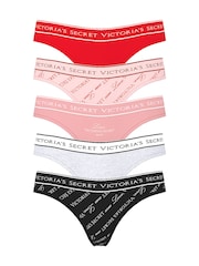 Victoria's Secret Red/Pink/Grey/Black Thong Knickers 5 Pack - Image 1 of 1