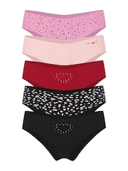 Victoria's Secret Pink/Red/Black/Heart Cheeky Knickers 5 Pack - Image 1 of 1
