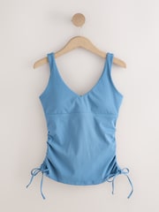 أزرق - self. Ruched Plunge Vest Top - صورة 6 من 8