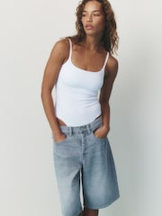 self. White Strappy Square Neck Bodysuit - Image 1 of 5