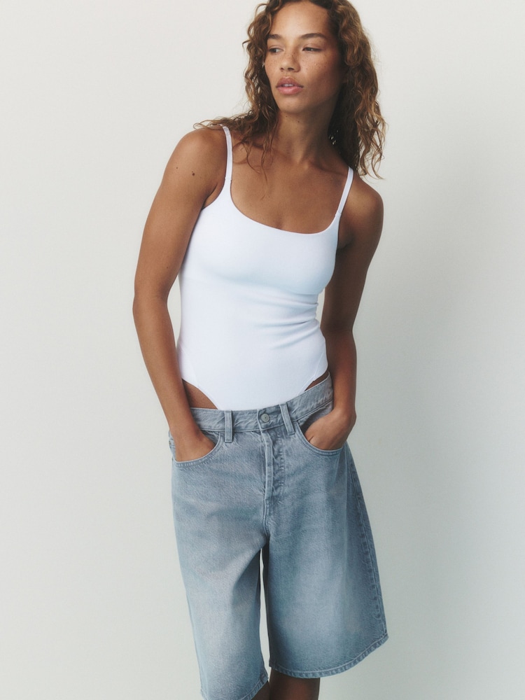 self. White Strappy Square Neck Bodysuit - Image 1 of 5