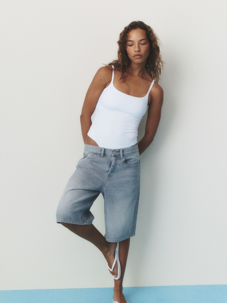 self. White Strappy Square Neck Bodysuit - Image 2 of 5