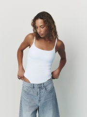 self. White Strappy Square Neck Bodysuit - Image 3 of 5