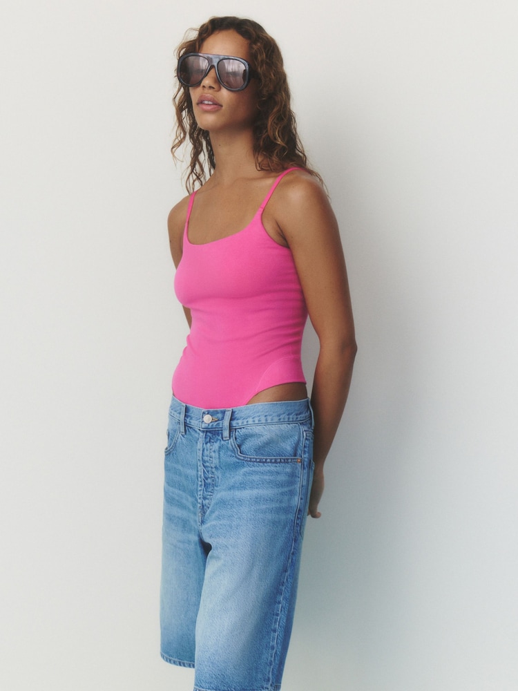 self. Pink Strappy Square Neck Bodysuit - Image 2 of 8