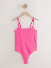 self. Pink Strappy Square Neck Bodysuit - Image 6 of 8