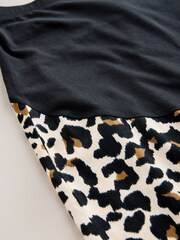 Charcoal Grey Leopard Maternity Short Sleeve Pyjamas - Image 3 of 4