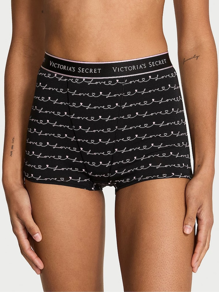 Victoria's Secret Black Love Script Short Logo Knickers - Image 1 of 2 Victoria's Secret Black Love Script Short Logo Knickers - Image 1 of 2
