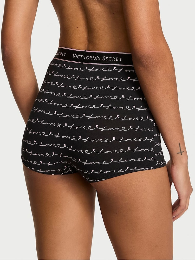 Victoria's Secret Black Love Script Short Logo Knickers - Image 2 of 2 Victoria's Secret Black Love Script Short Logo Knickers - Image 2 of 2