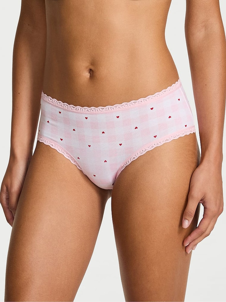 Victoria's Secret Pretty Blossom Pink Gingham Heart Cheeky Cotton Lace Trim Knickers - Image 1 of 2 Victoria's Secret Pretty Blossom Pink Gingham Heart Cheeky Cotton Lace Trim Knickers - Image 1 of 2