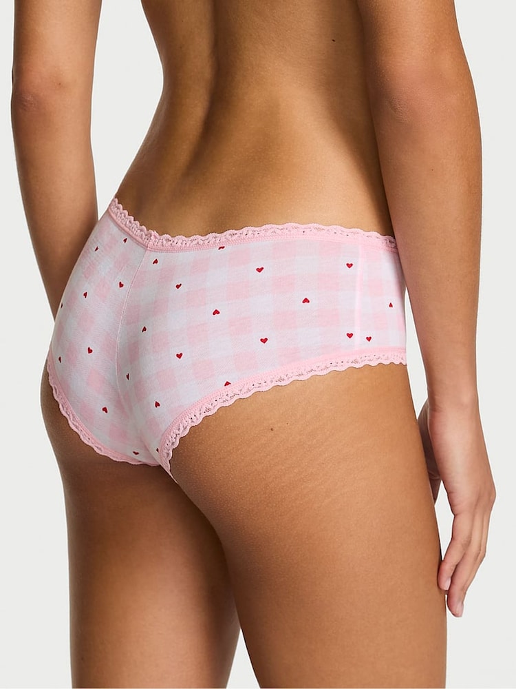 Victoria's Secret Pretty Blossom Pink Gingham Heart Cheeky Cotton Lace Trim Knickers - Image 2 of 2 Victoria's Secret Pretty Blossom Pink Gingham Heart Cheeky Cotton Lace Trim Knickers - Image 2 of 2