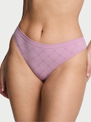 Victoria's Secret Bikini Purple Thong Quilted Heart Knickers - Image 1 of 2