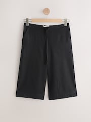 Black Linen Blend Pull On Knee Length Shorts - Image 1 of 3