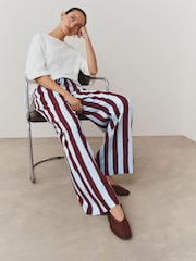 Neutral/Stripe Wide Leg Trousers with Linen 2 Pack - Image 2 of 9