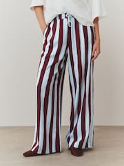 Neutral/Stripe Wide Leg Trousers with Linen 2 Pack - Image 3 of 9