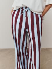 Neutral/Stripe Wide Leg Trousers with Linen 2 Pack - Image 5 of 9