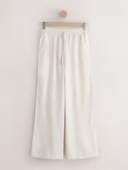 Neutral/Stripe Wide Leg Trousers with Linen 2 Pack - Image 7 of 9