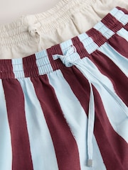 Neutral/Stripe Wide Leg Trousers with Linen 2 Pack - Image 8 of 9