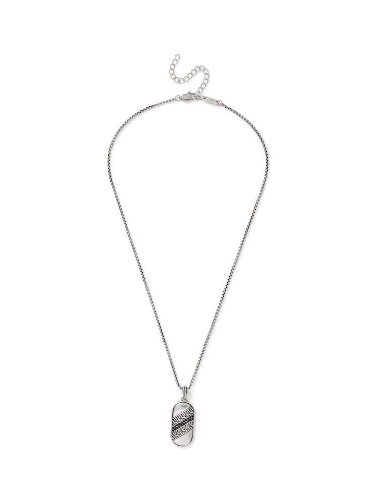 DCK Mens Silver Tone Paved Tag Necklace - Image 1 of 2 DCK Mens Silver Tone Paved Tag Necklace - Image 1 of 2