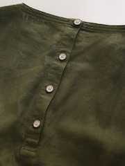 Verde caqui - Linen Blend Button Back Mini T-Shirt Dress - Imagen 2 de 4