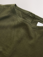 Verde caqui - Linen Blend Button Back Mini T-Shirt Dress - Imagen 3 de 4