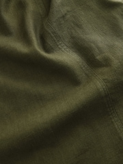 Khaki Green Linen Blend Button Back Mini T-Shirt Dress - Image 8 of 8