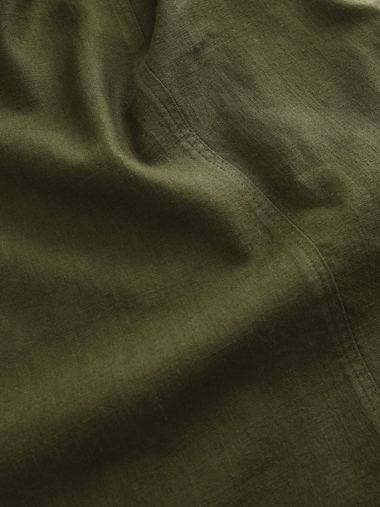 Khaki Green Linen Blend Button Back Mini T-Shirt Dress - Image 8 of 8