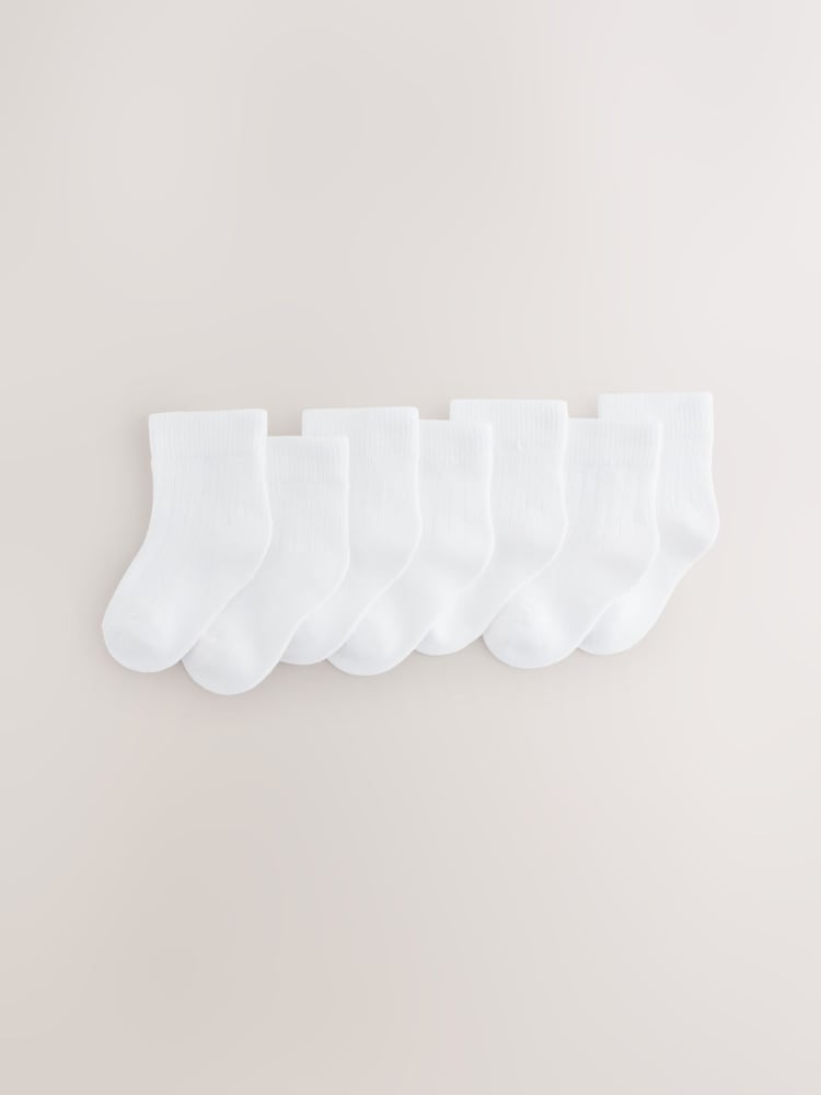 White 7 Pack Baby Socks (0mths-2yrs) - Image 1 of 3