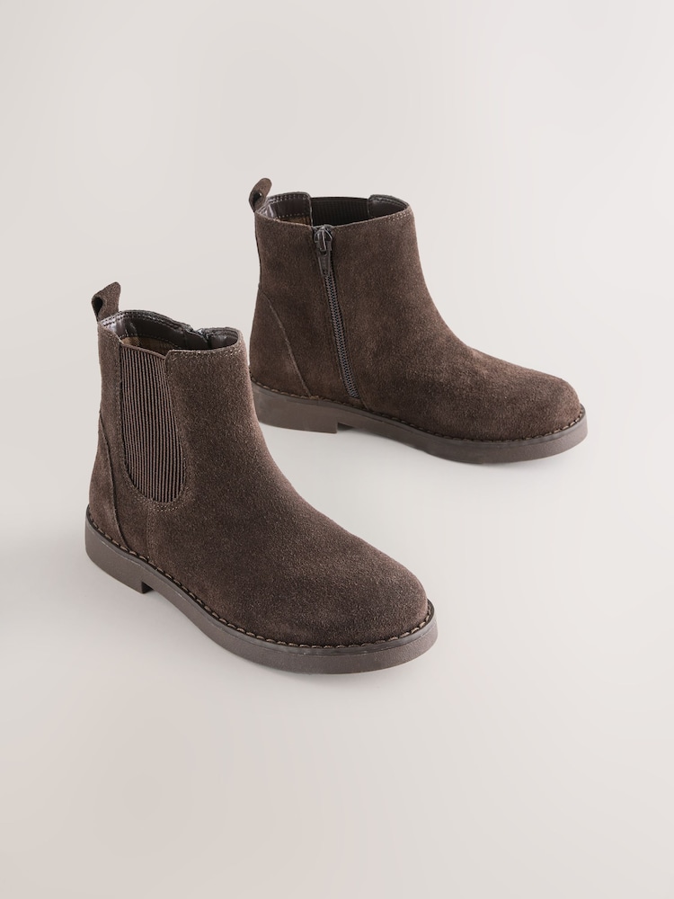 Chocolate Brown Leather Chelsea Boots - Image 1 of 5