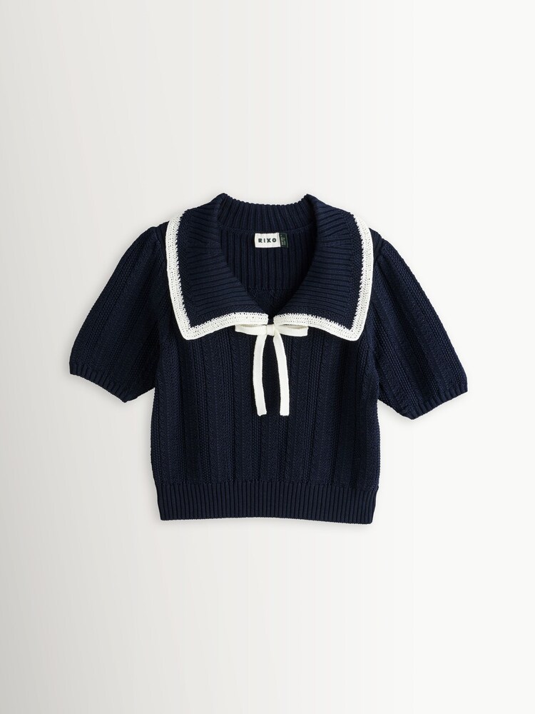 Rixo Blue Pippa Deep Navy Top - Image 7 of 7