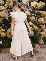 Blanco - Pleated Ruffle Flower Girl Jumpsuit (6-13yrs) - Imagen 3 de 4