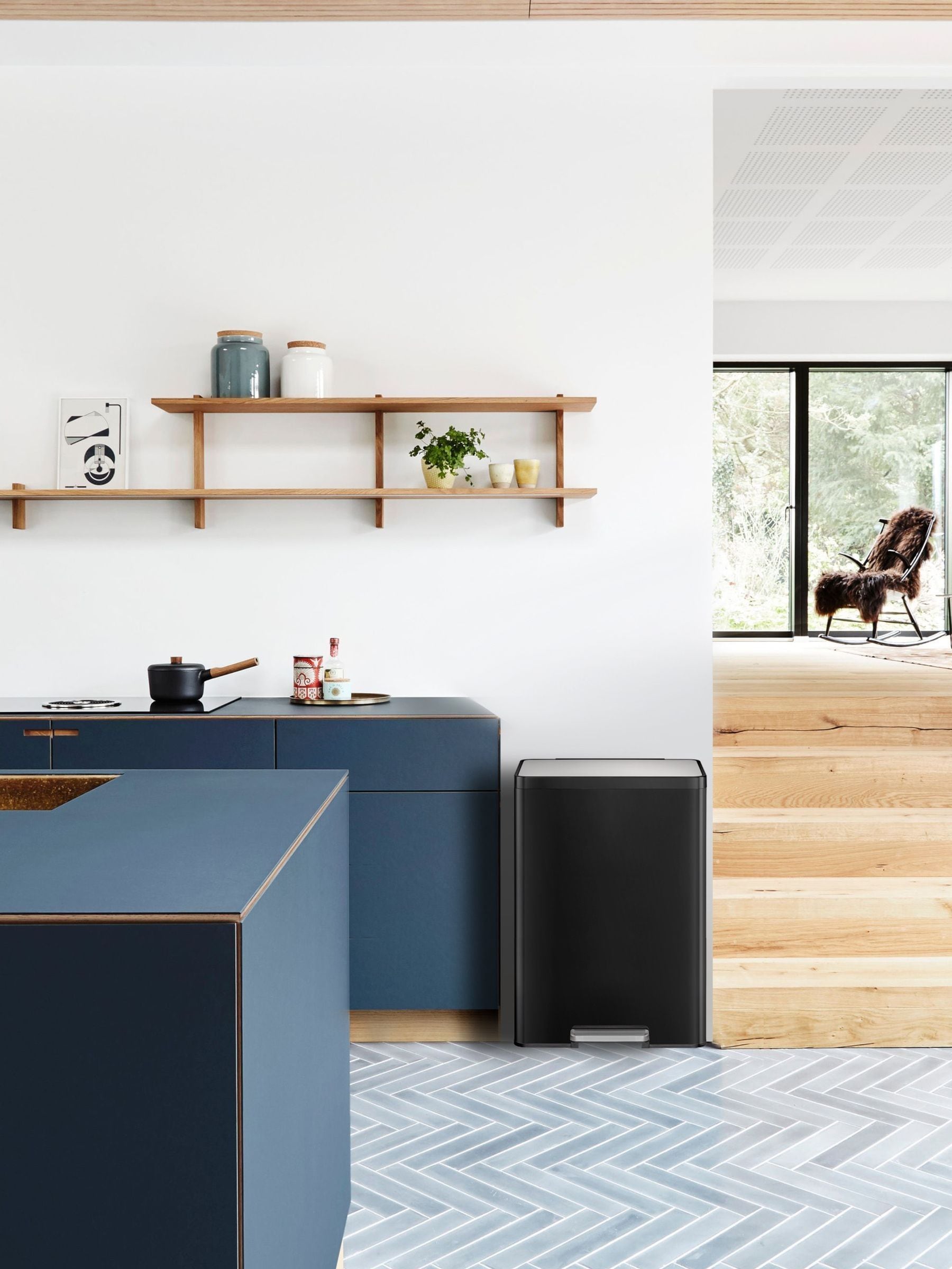 Eko Ecocasa II Bin - 40L (20L+20L) - Matt Black Stainless Steel - Dual Compartment - Image 2