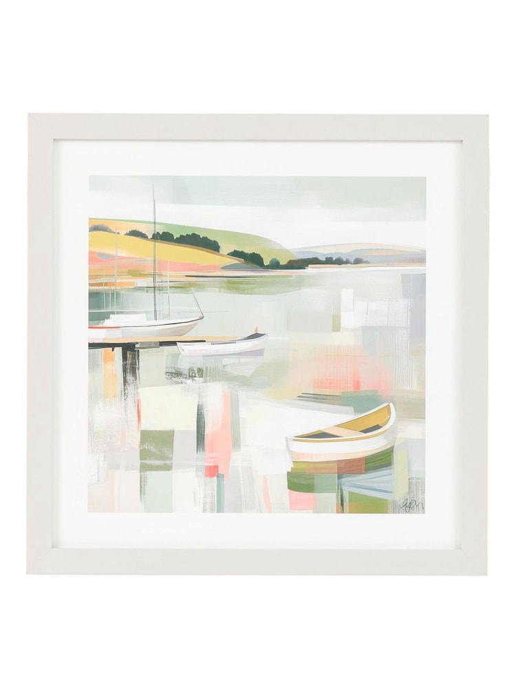Gallery Home Multicolour Yachts and Calmness Framed Art - Image 1 of 4