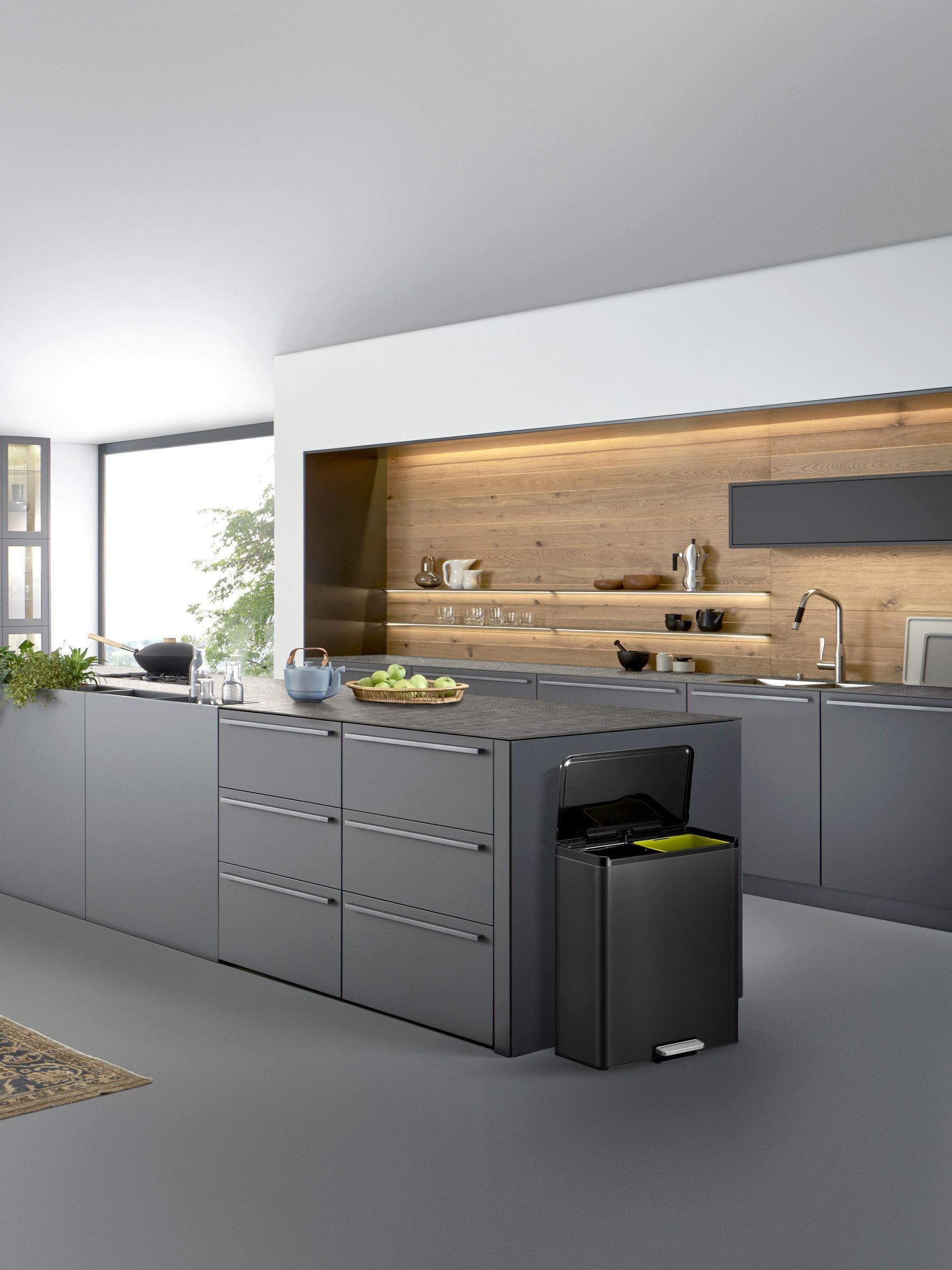 EKO Kitchen Bin, 2 Compartment Recycling Bin, Matt Black, 2 X 20L | Recycling Compartments, Removable Buckets, Soft-Close Lids, Pedal & Fingerprint-Resistant for Waste & Recycling, Home Kitchen - Image 2