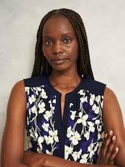 Hobbs Blue Nadine Printed Top - Image 3 of 4