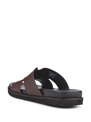 Pavers Brown Mens Casual Leather Slide Sandals - Image 4 of 5