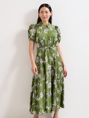 Phase Eight Green Bella Floral Print Dress - Image 3 of 7