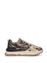 Castanho - Blowfish Malibu Regular Fit Animal Print Leo Lace Up Trainers - Imagem 1 de 7