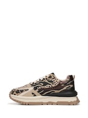 Castanho - Blowfish Malibu Regular Fit Animal Print Leo Lace Up Trainers - Imagem 2 de 7