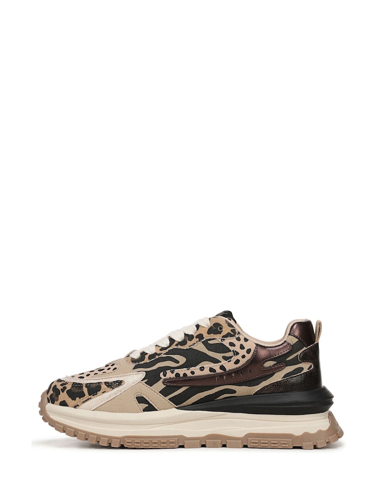 Castanho - Blowfish Malibu Regular Fit Animal Print Leo Lace Up Trainers - Imagem 2 de 7