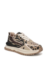 Castanho - Blowfish Malibu Regular Fit Animal Print Leo Lace Up Trainers - Imagem 3 de 7