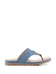 Pavers Blue Slip On Toe Post Sandals - Image 1 of 1