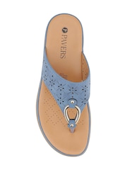Pavers Blue Slip On Toe Post Sandals - Image 2 of 4