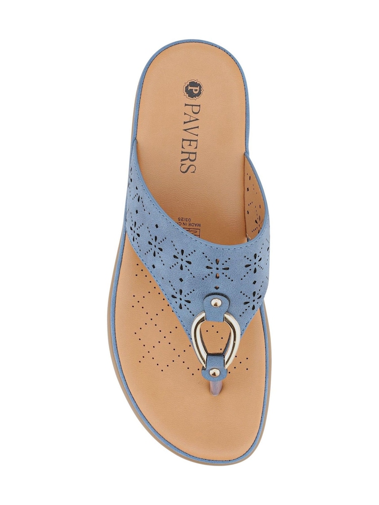 Pavers Blue Slip On Toe Post Sandals - Image 2 of 4