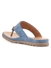 Pavers Blue Slip On Toe Post Sandals - Image 3 of 4
