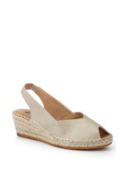 Pavers Gold Wedge Heeled Espadrilles - Image 2 of 5