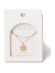 Aela Diamond Simulant Birthstone Multirow Necklace - Image 1 of 3