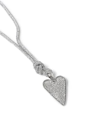 Aela Silver Tone Sparkle Long Heart Necklace - Image 1 of 2